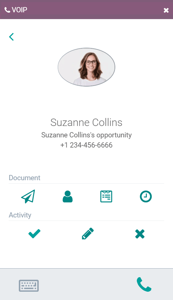 Binqiyun VoIP interface with panel of task buttons
